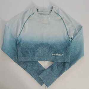 Gymshark Ombre Long Sleeve Crop Top Teal Size Medium